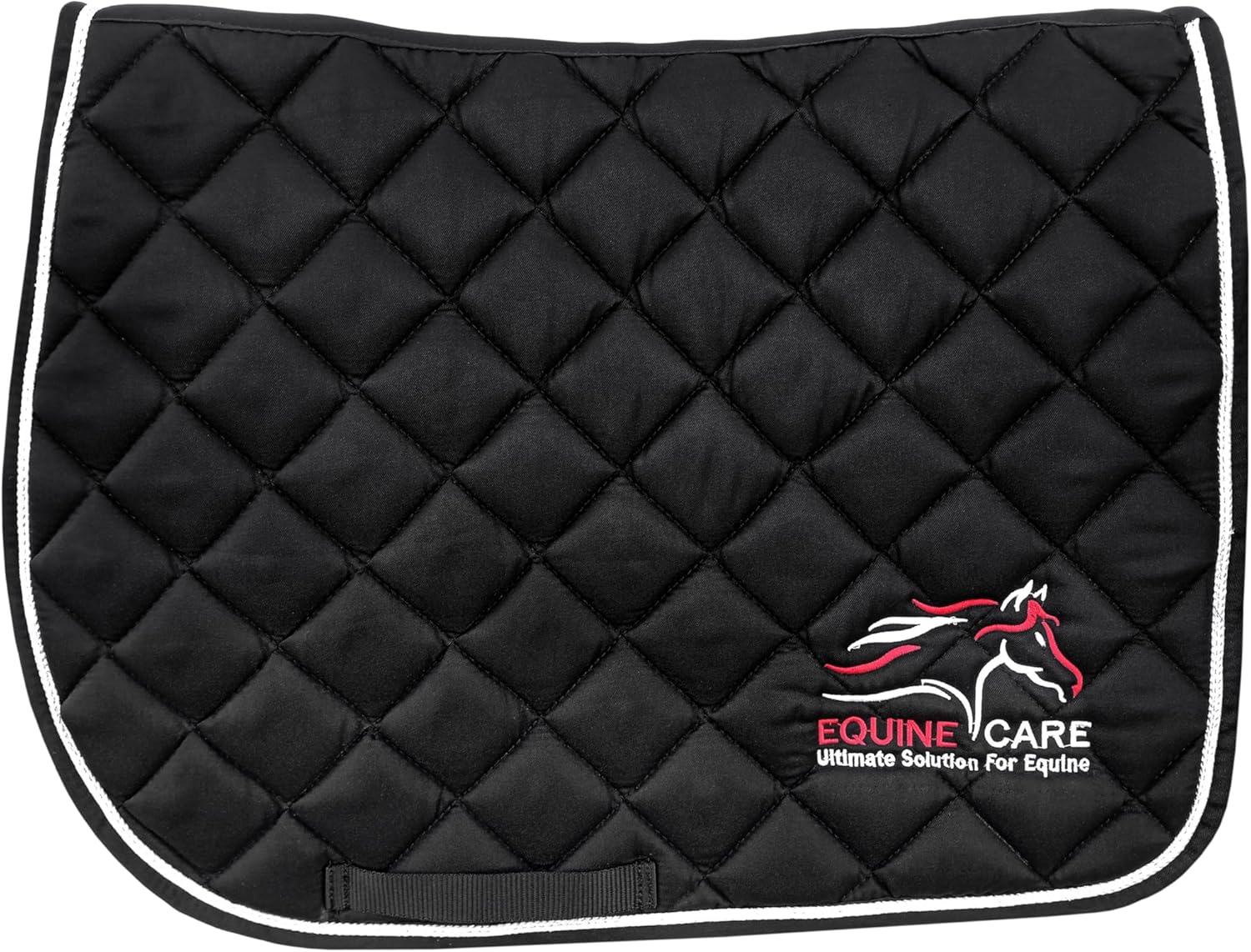 Equine Care English Saddle Pad for Horses - All Purpose Quilted Shock Absorbing Padded Saddle Pad with Breathable Honeycomb Airflow, Non Slip Contoured Wither Relief (Black, Full)