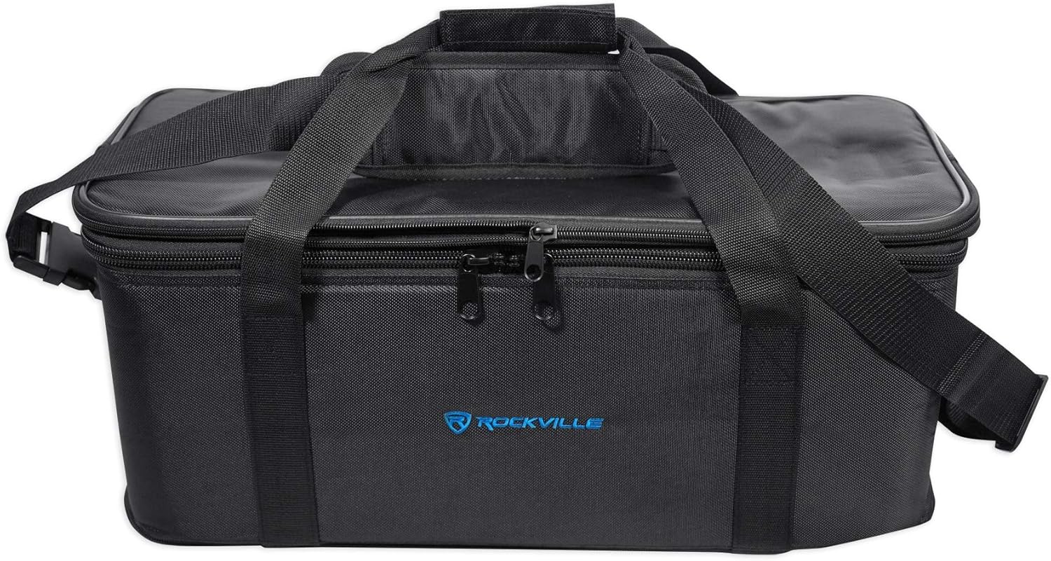 Rockville RRB40 4U Rack Bag Double-Sided Case, 12" Depth, Shoulder Strap, Zippered Pockets, Durable Nylon, for DJs and Live Sound Professionals