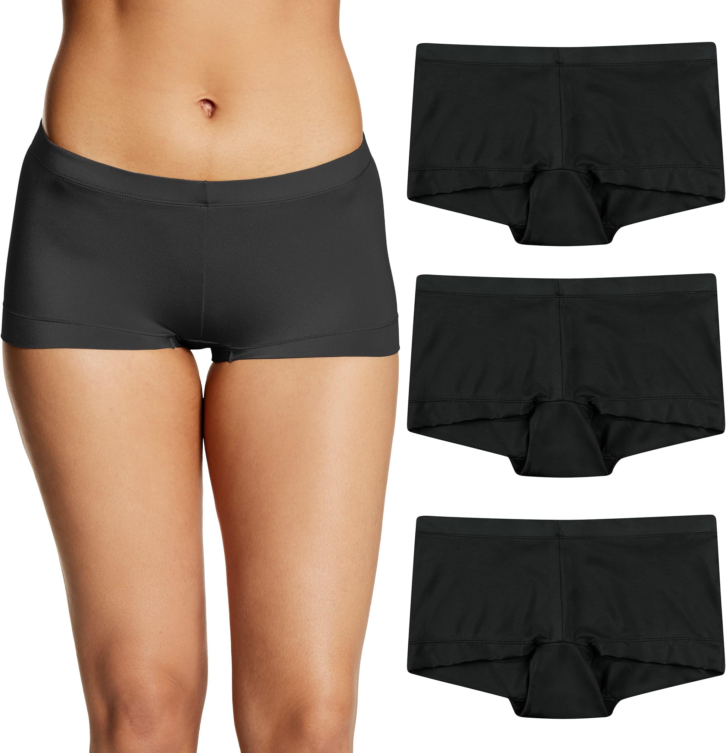 Maidenform Women's Boyshort Underwear, Microfiber Boyshort Panties, Full-coverage Panty, 3-pack Boy Short Panties (pack of 3)