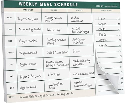 Weekly Magnetic Meal Planner & Tear Off Grocery List -