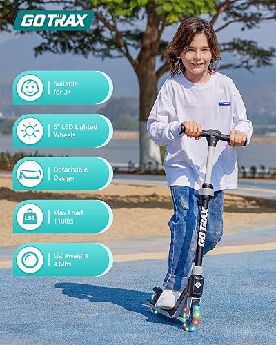 Miniatura 2 de Gotrax KX5 - Monopatín de 3 alturas ajustables y ruedas de 5 pulgadas con luces intermitentes para niños, scooter de aleación de aluminio ligero