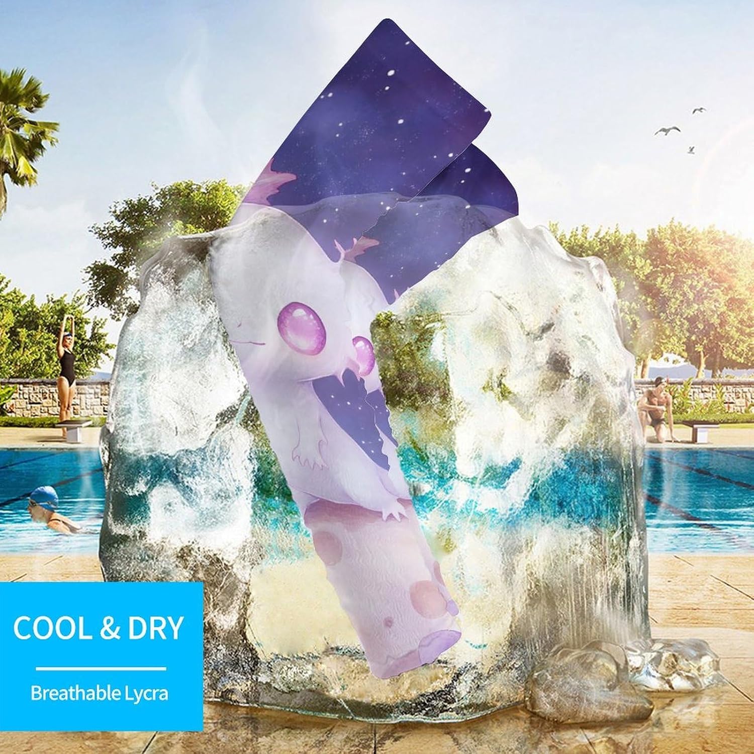 Aliens Axolotl Planets Arm Sleeves Cooling Sun Protection Sports Compression for Golf Basketball