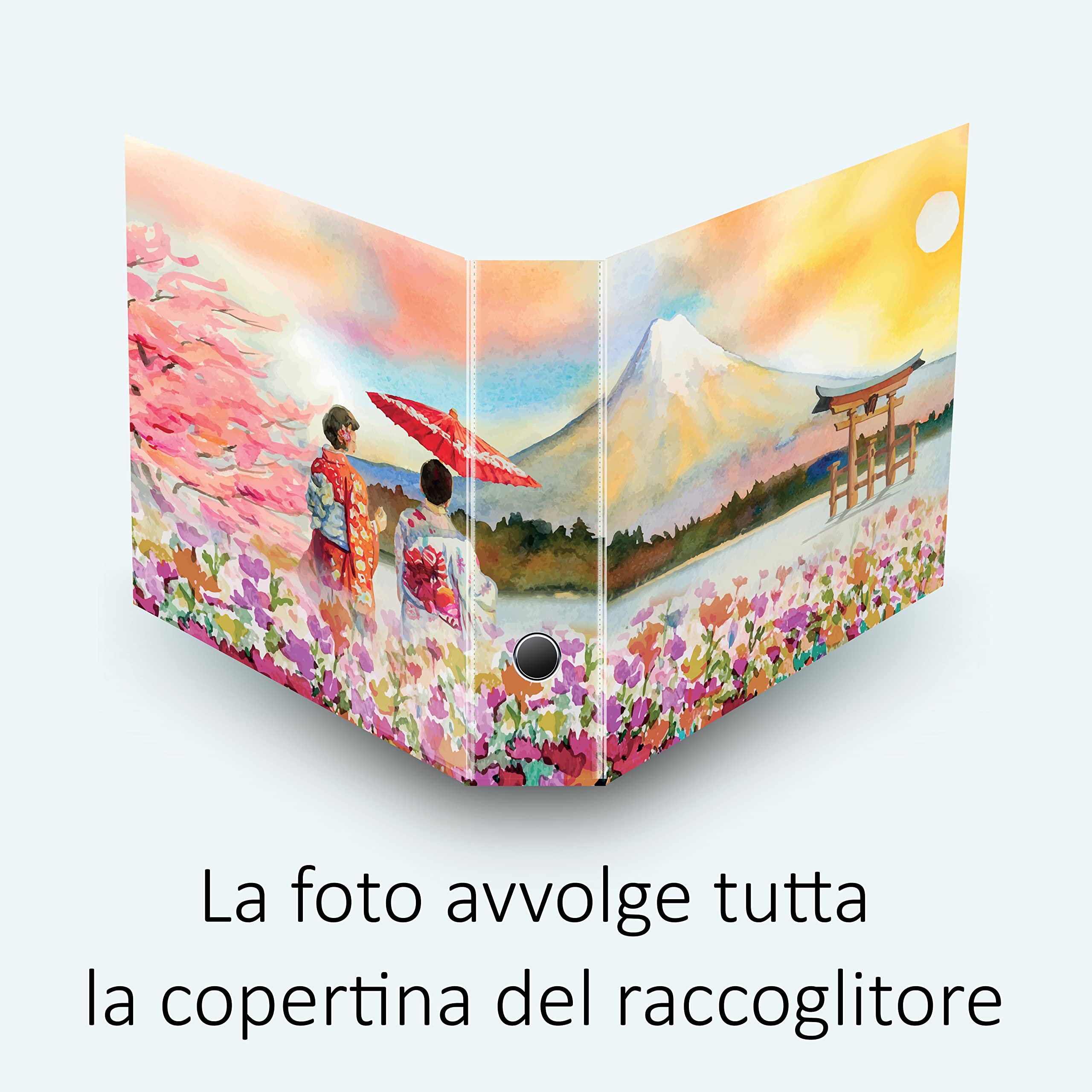 Set da 7 raccoglitori ad anelli MONTE FUJI DISEGNO - Faldoni SHAREPRINTING (H34 con 4 anelli)