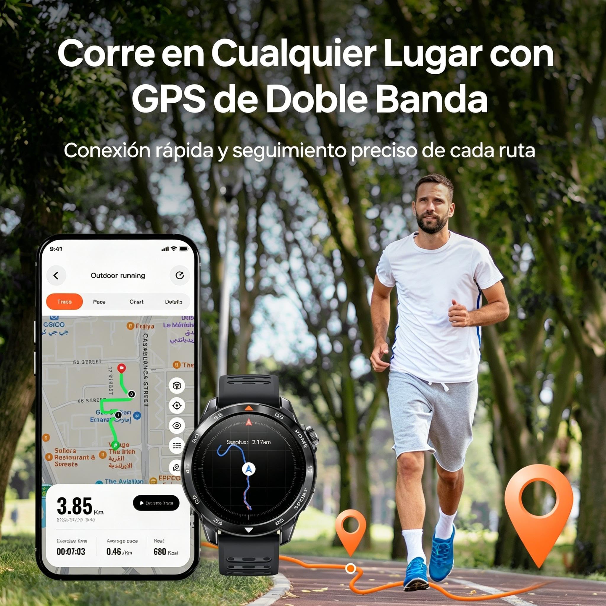 Mibro GS Pro2 Reloj Inteligente para Correr con GPS, 1,43'' Acero Inoxidable Smartwatch Hombre con Llamadas Bluetooth, Impermeable Reloj Inteligente con Altitude/Brújula para iOS Android, Gris Oscuro