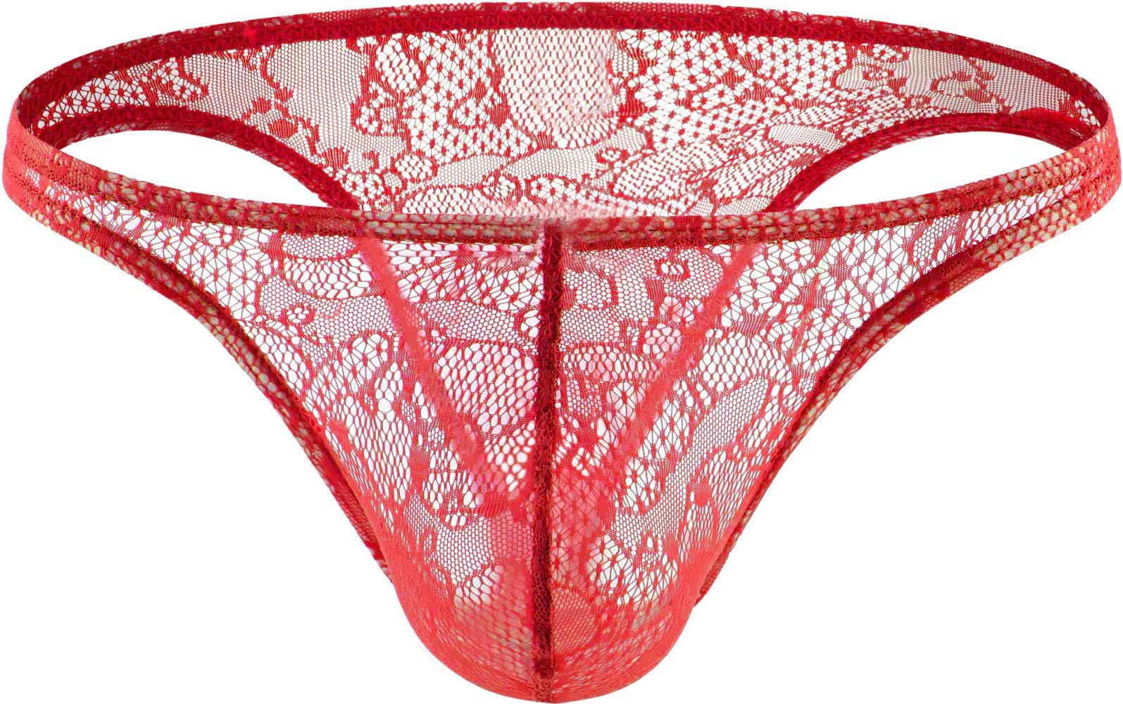 MYZAMen's Polyester and Spandex Half Coverage Lace Comfortable Brief Underwear