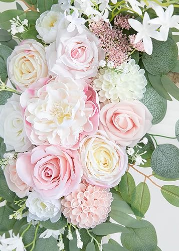 Miniatura 3 de ponatia Flores artificiales para arco de boda con tela drapeada de arco de 26 pies, flores de boda rosas para bodas, letreros de bienvenida,