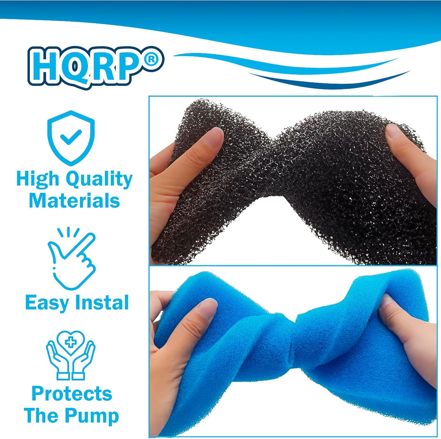 HQRP 2-Pack Foam Flat Box Filter Pads Compatible with Tetra 19015 SF1 SPF1 26592 Submersible Pond Filter, FK5 FK6 Filtration Fountain Kits