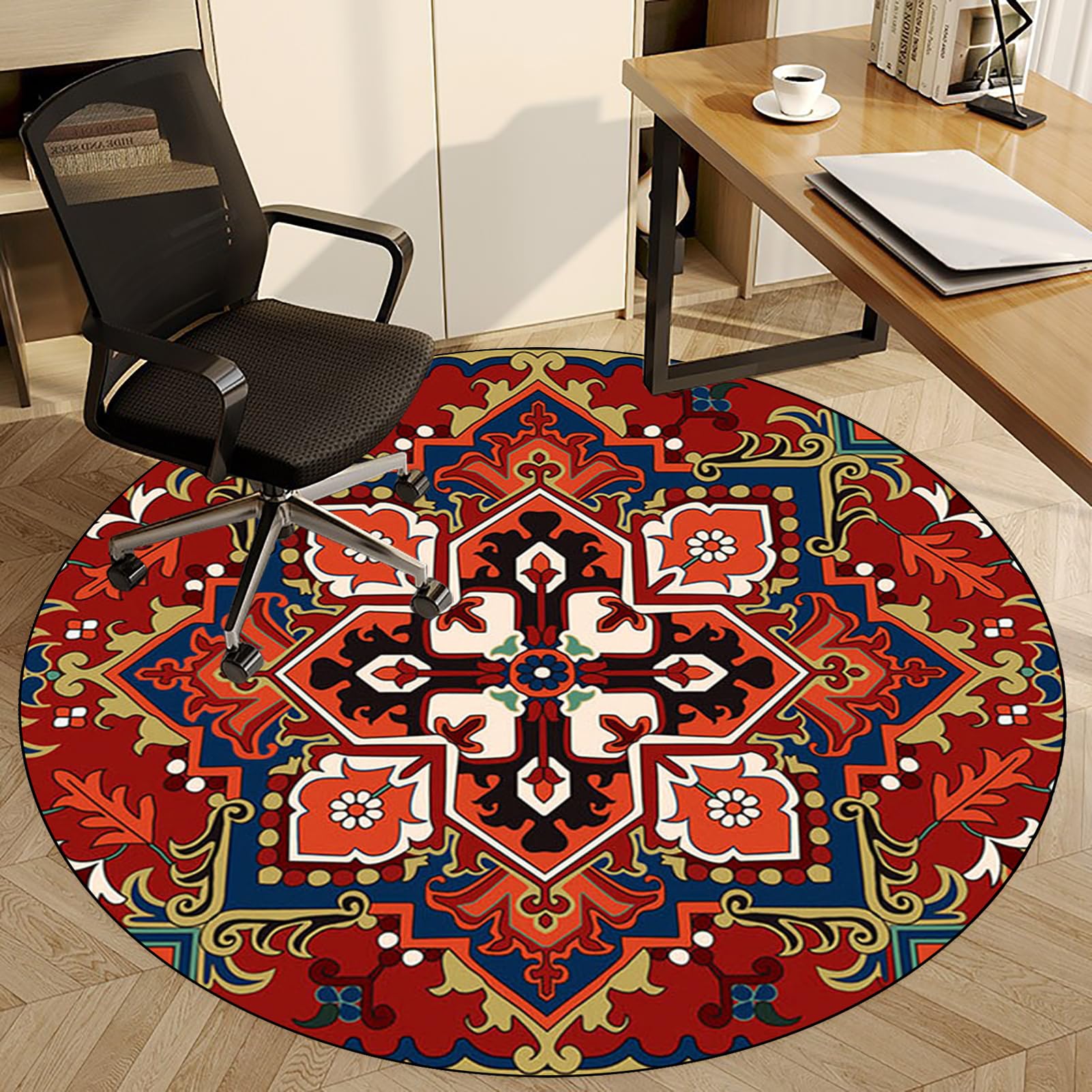 110 cm Office Chair Mat for Carpet Floor, Home Multi-Purpose Low-Pile Chair Carpet Hard Floor Protector Mat, Round Desk Chair Mat, Non-slip Gaming Chair Mat, Floor Protectors for Rolling Chairs