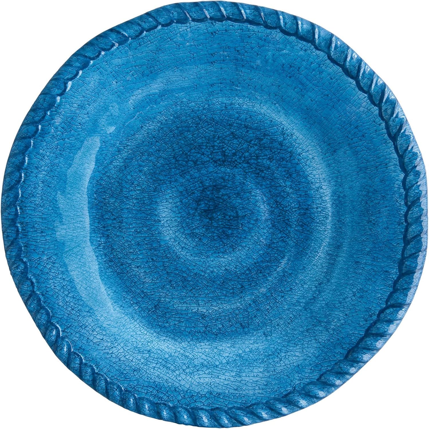 UPware 12 Piece Rope Melamine Dinnerware Sets, Outdoor Dishes Set, Plates and Bowls Sets, Service for 4, Blue