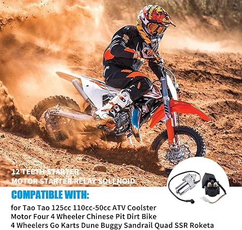 Miniatura 6 de JINGKE Motor de arranque de 12 dientes Solenoide de relé de arranque para Tao Tao 125cc 110cc-50cc ATV Coolster Motor Cuatro 4 ruedas Pit Dirt Bike