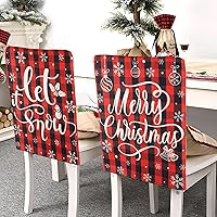 Vista 6 de Juego de 6 fundas navideñas para sillas de comedor, diseño de búfalo rojo y negro, para decoración navideña de invierno con copos de nieve