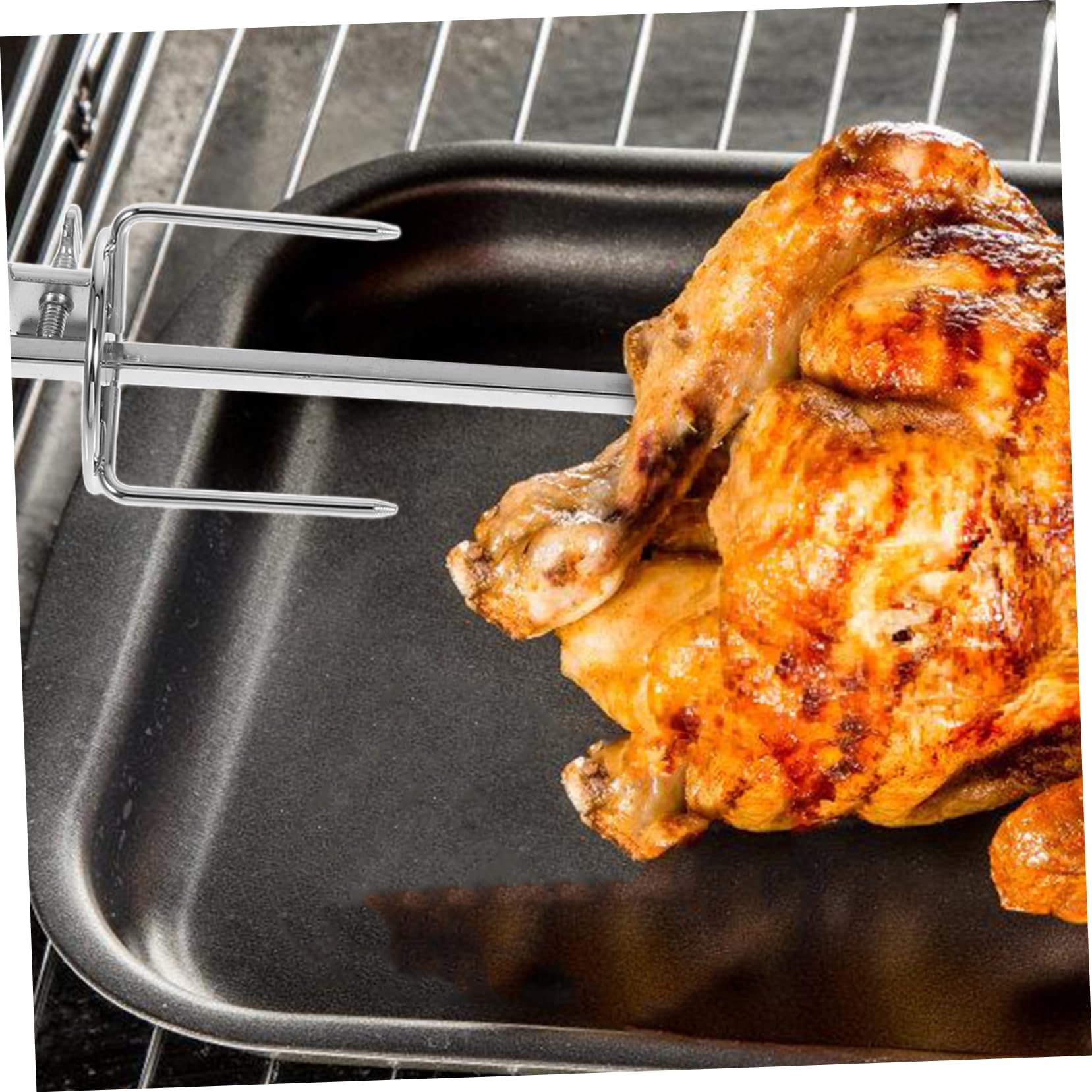 Fourchette Rotative En Acier Inoxydable Pour Poulet Rôti Accessoire Barbecue Et Four 11X2 Pouces Ustensile Pratique Pour Gril À Domicile