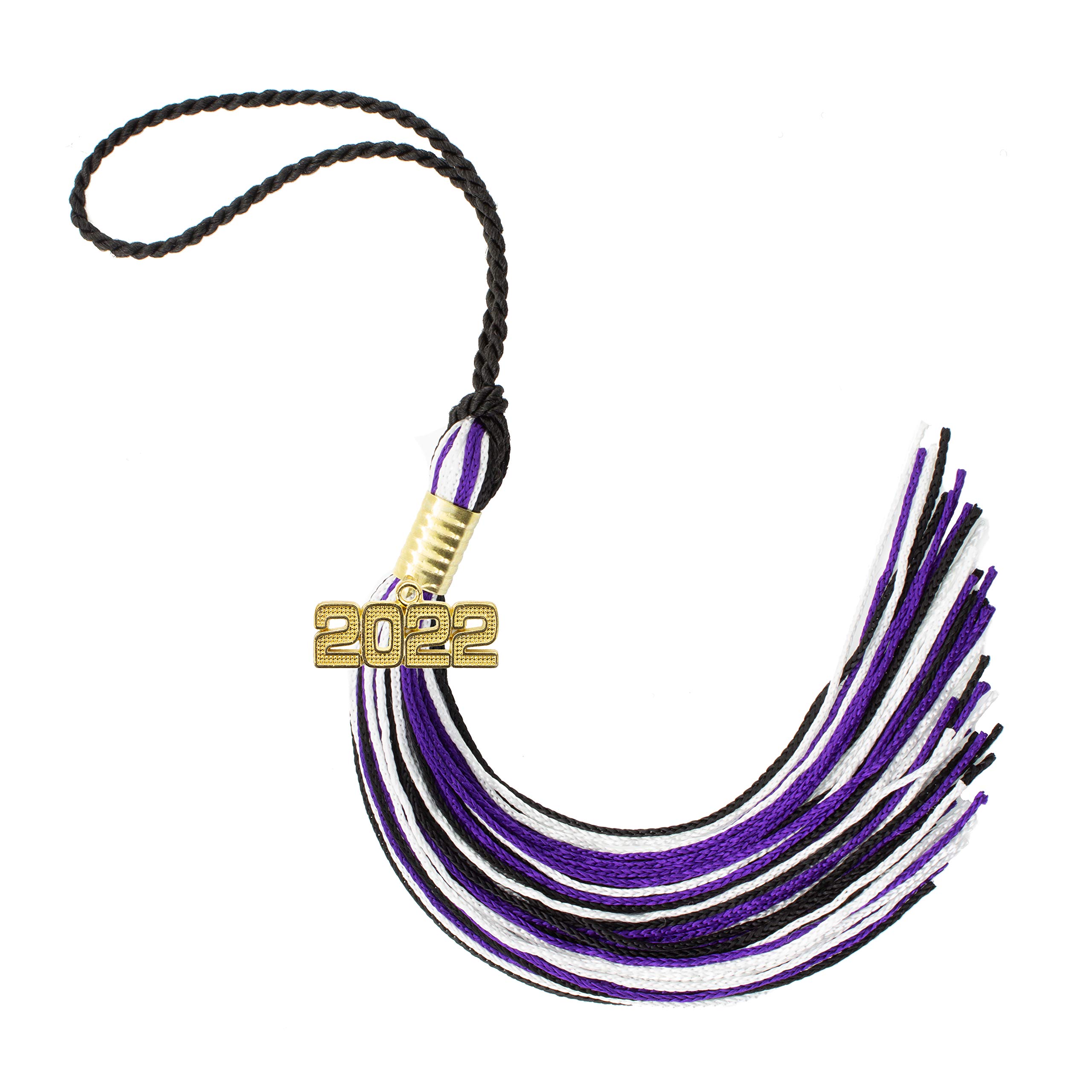 Black/Purple/White Graduation Tassel (2023) - Every School Color Available - Made In USA