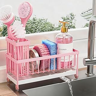 Cisily Sponge Holder for Kitchen Sink, Sink Caddy Organizer with High Br...