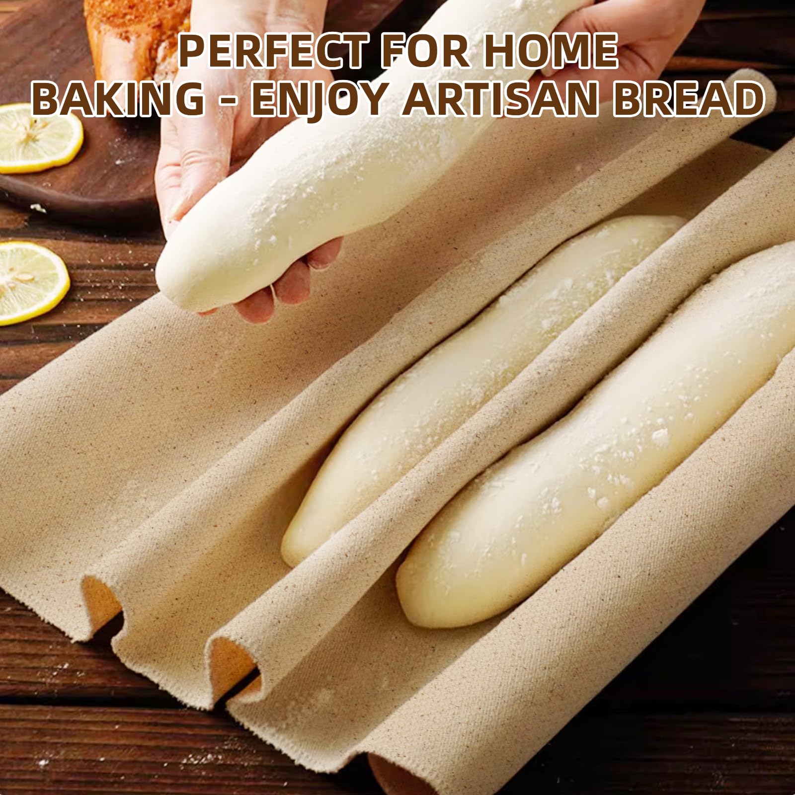 LSRVNM 2 Pièces Tissu De Boulanger 36 X 45 Cm, Fermentée Boulangers Tissu, Toile De Lin Pour La Cuisson Du Pain, Couche De Boulanger Antiadhésif, Fermentation De Pâte