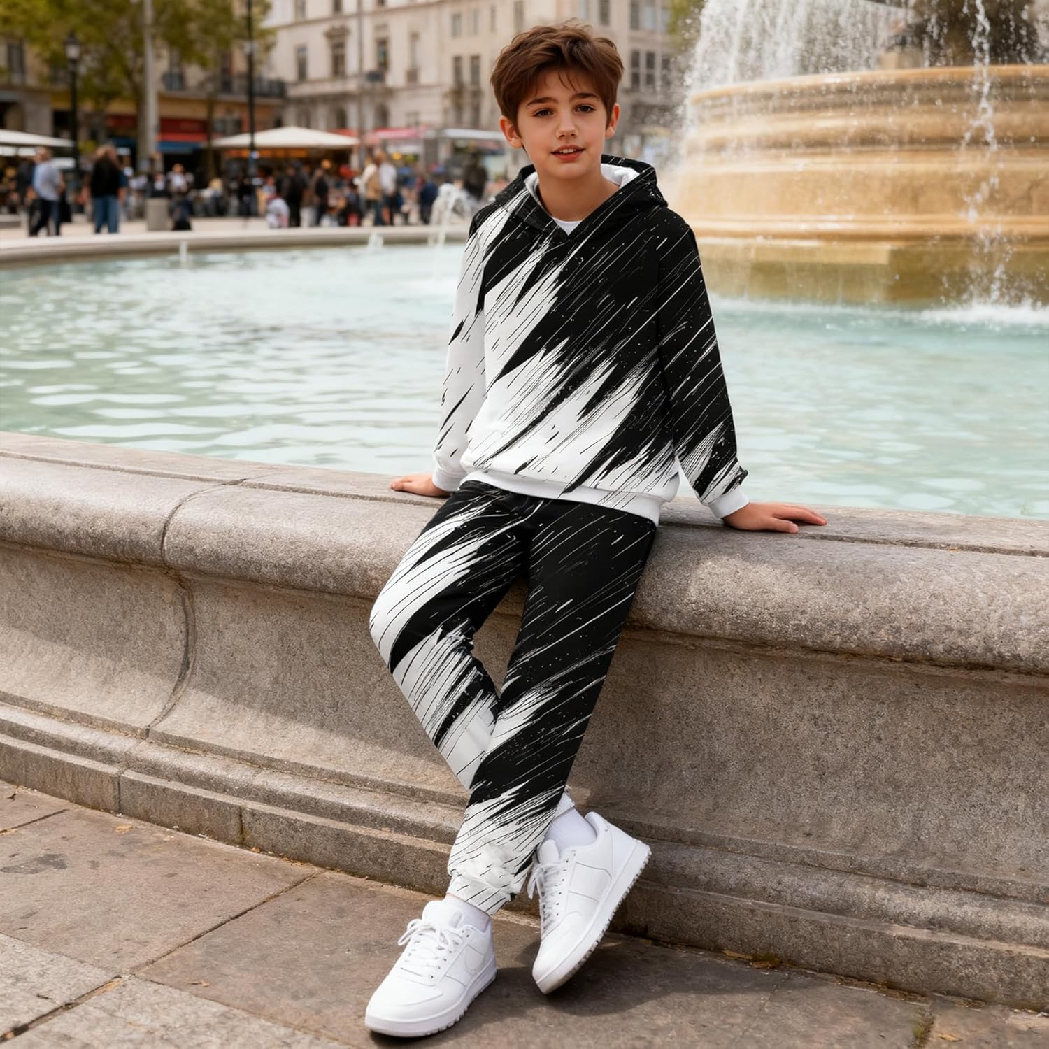 uideazone 5-14T Boys Hoodie Pant Sets Sweatsuit 3D Print Hooded Sweatshirt Sweatpant Set Kids 2 Piece Outfits Tracksuit - Image 6