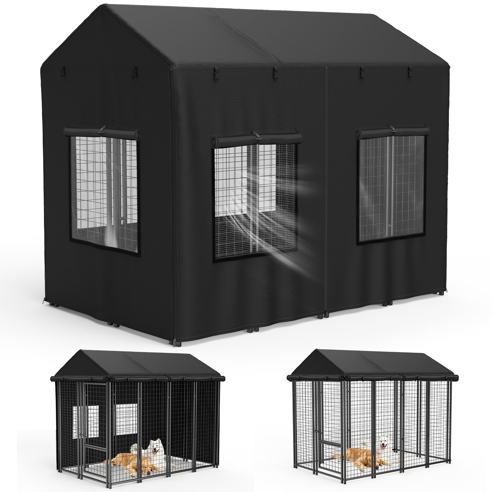 Photo 1 of STARTWO Outdoor Dog Kennel Cover, 8'Dx4'Wx6'H, Black