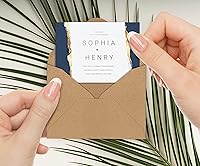 Vista 3 de Mini sobres de papel Kraft, 4 x 2.75 pulgadas, papel fuerte de 35 libras, solapa engomada contorneada, sobres para tarjetas de regalo, tarjetas