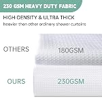 White No Hook Shower Curtain with Snap in Liner, 230GSM Waffle Weave Shower Curtains Waterproof Polyester Fabric Shower Curtain Set for Bathroom Bathtubs, Through Mesh Top Window,71Wx74H