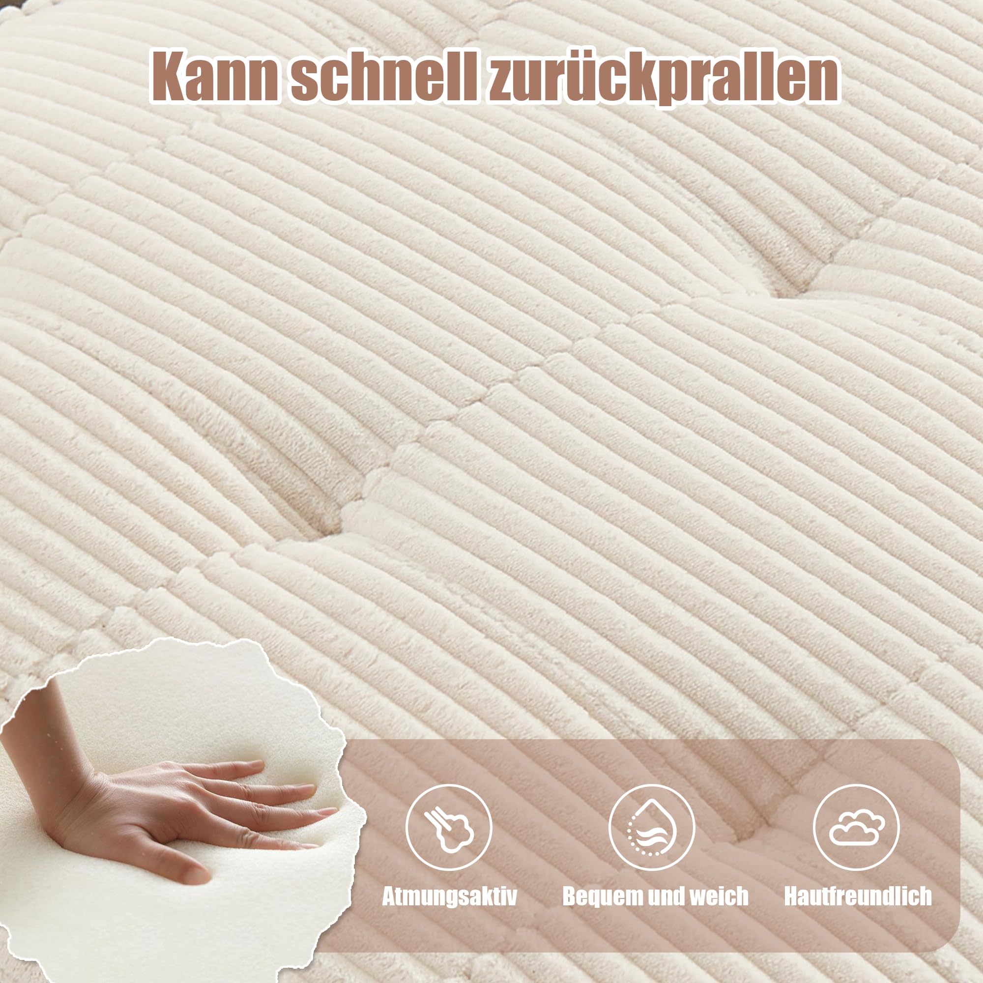 Sofá modular de 6 plazas con funda de pana, respaldo ergonómico y reposabrazos, multifuncional, combinable como forma de U, forma de L o sofá cama, con bolsillos laterales, rebote rápido (beige)