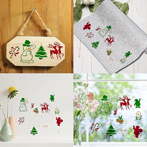 Miniatura 7 de GORGECRAFT 6.3 x 6.3 Christmas Metal Stencils Santa Claus Stainless Steel Cutting Dies Stencil Reusable Snowman Elk Christmas Tree Bells Christmas