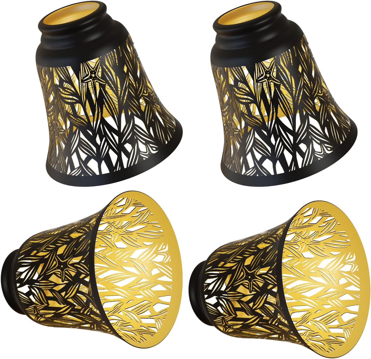 4 Pack ceiling fan light covers,Metal pendant light shade,mini hanging lamp shade,lamp cover,4.72" H x 4.75" D, small lamp shades with 1-5/8" Fitte for Chandelier Wall Sconces lamp shade