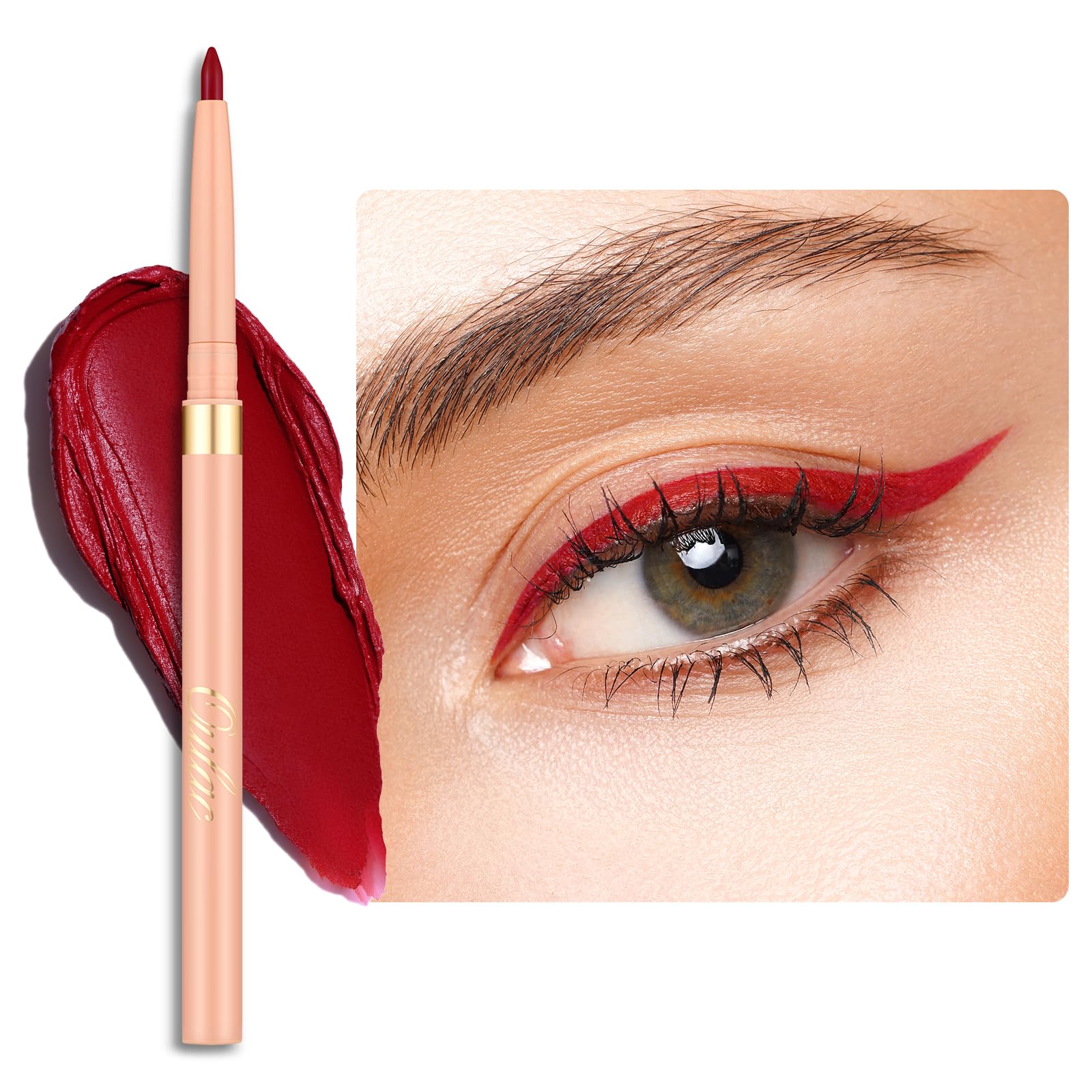 OULAC Lápices de Ojos Mate Dura 24 Horas+, Twist-up Red Eyeliner Resistente al Agua, Altamente Pigmentado Sin Manchas, y Suave, Vegan (07) Cherry