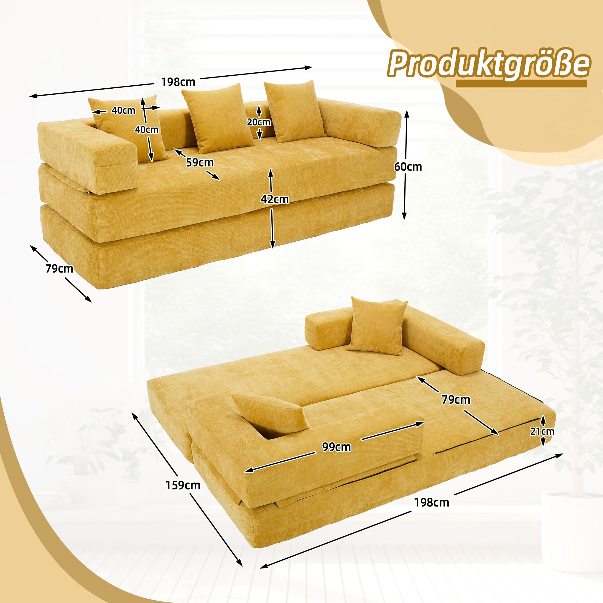 Canapé Modulaire en Chenille,Combinable Librement,Poches Latérales,Dessous Antidérapant,Canapé Multifonction pour Salon et Chambre d’Enfant