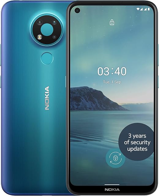Nokia 3.4 6.39 Inch Android UK SIM-Free Smartphone with 3GB RAM and 32GB Storage (Dual SIM) - Fjord (Renewed)