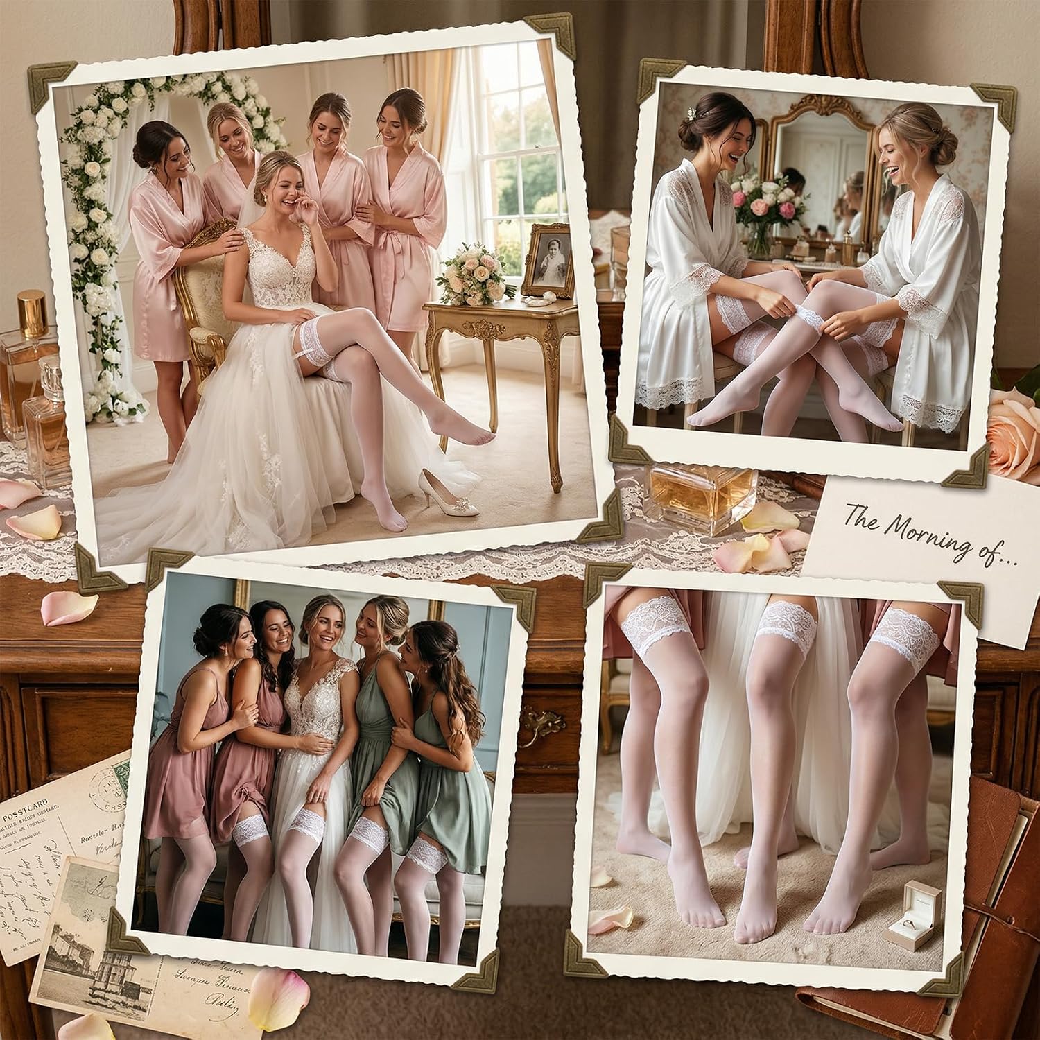 1Pair Lace Top Thigh High Stockings, White Stockings Sheer Thigh High Socks Sexy Pantyhose for Women(white)