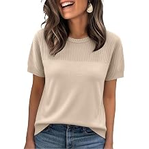 Womens Short Sleeve Sweater Lightweight Knit Tops for Work Casual