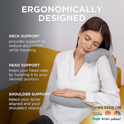 Vista 29 de Dot&Dot Almohada de viaje para niños de espuma viscoelástica para aviones, almohadas de cuello para niños para viajes, dormir, almohada de avión