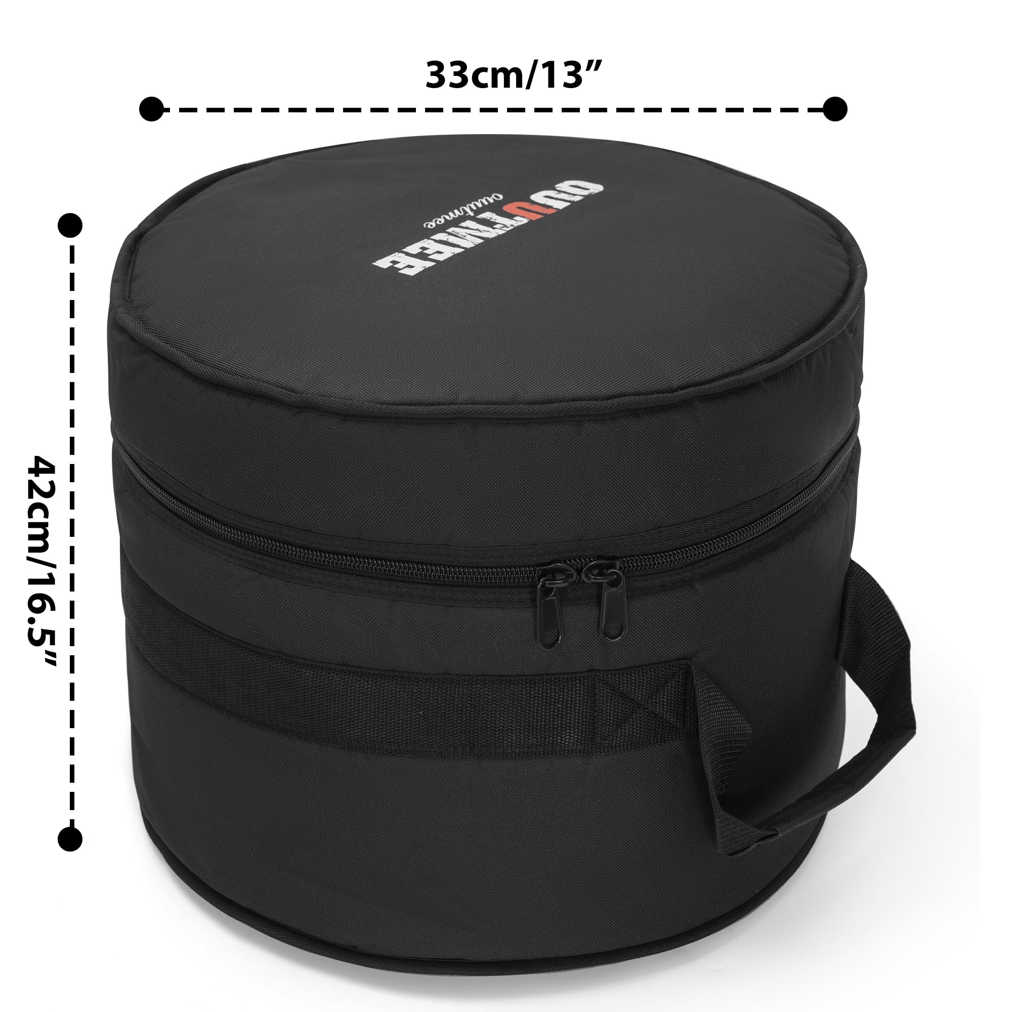 OUUTMEE Tom Drum Tasche für Tom 35,6 x 30,5 cm, 10 mm dick gepolsterte Reise-Trommeltasche