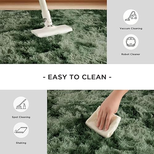 Miniatura 23 de Andency - Tapete de pelo largo sintético de interior, 4 x 6 pies, color gris oscuro estilo teñido anudado, afelpado, suave y mullido