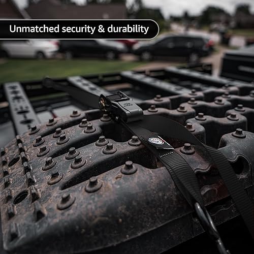 Miniatura 4 de JACO - Correas de amarre con trinquete, 1 pulgada x 15 pies (paquete de 4) 1,823 libras (negro)