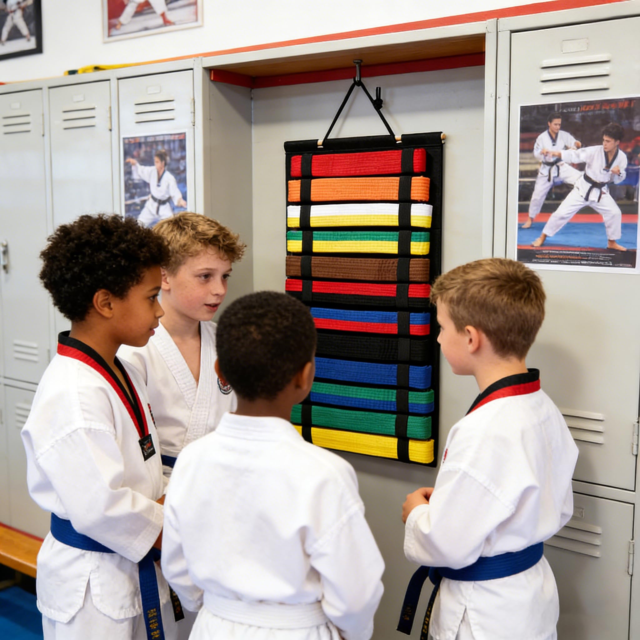 Espositore Per Cintura Da Karate, Da Appendere Alla Parete, Espositore Per Cintura Per Taekwondo Con 12 Cinture, Attrezzatura Per Studenti e Appassionati Di Taekwondo (Senza Cinture)