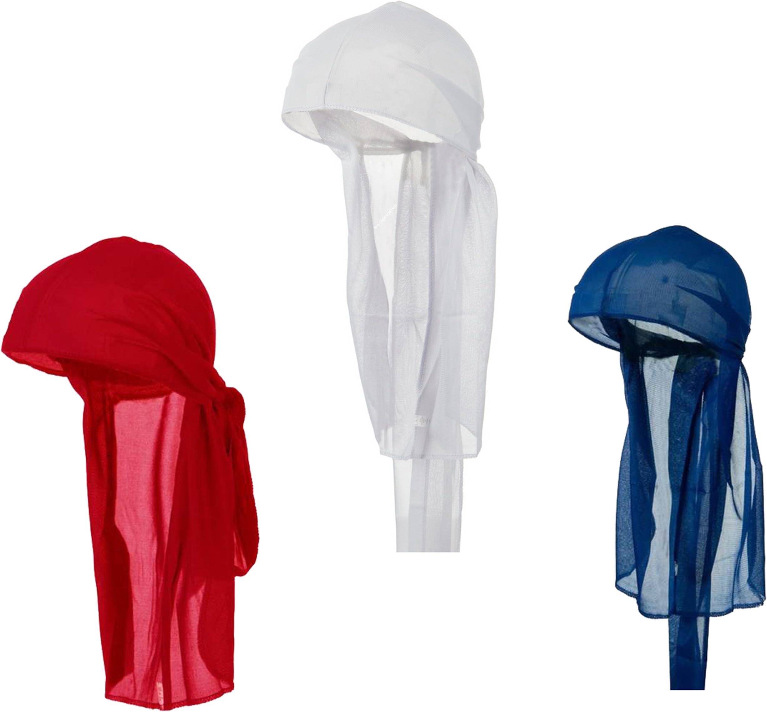 Durag Do Rag Stocking Cap Pack Hair Wave Red White and Blue Patriot Flag Colors