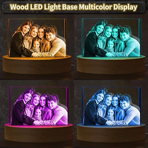 Miniatura 4 de Regalos de cumpleaños personalizados con foto de cristal 3D, regalos de cumpleaños para ella, él, mamá, mujeres, parejas, cristal grabado con láser