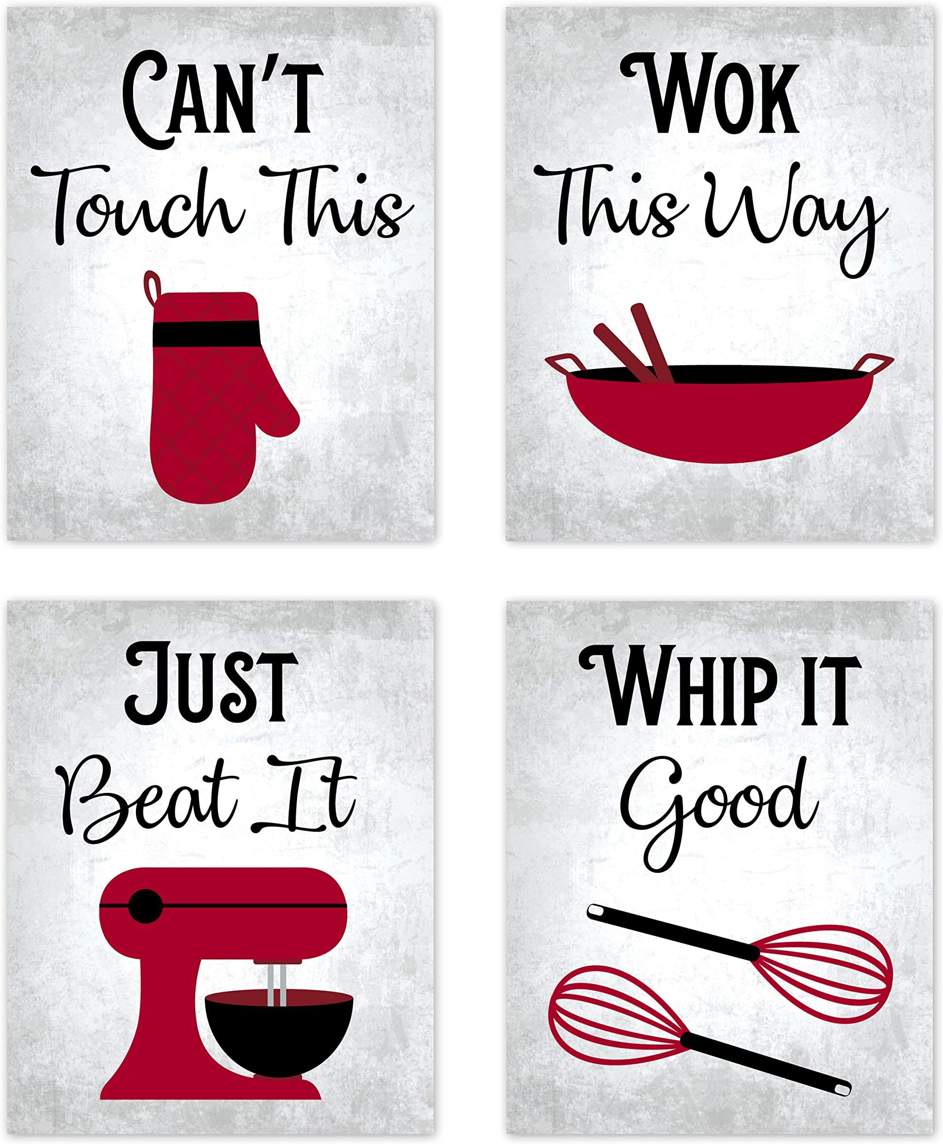 80s Music Songs Retro Vintage Inspirational Kitchen Wall Art Dining Room Cafe and Restaurant Decor Red Black Gray and White Baking Prints Posters Signs Sets Retro Home Decorations Funny Sayings