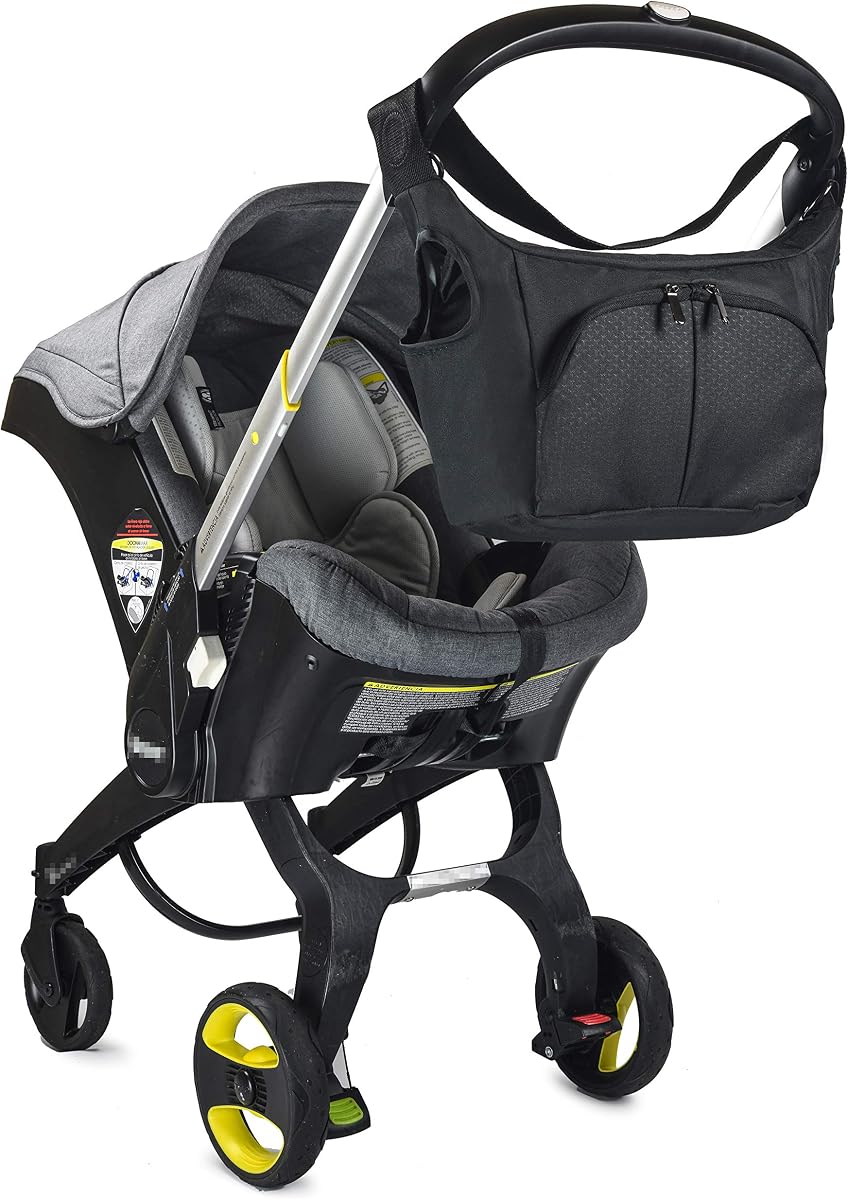 Bolsa esencial, compatible con el cochecito Doona para asiento de automóvil, con ganchos y correas adicionales para ser compatible con cualquier cochecito universal, se convierte en bolsa para pañales