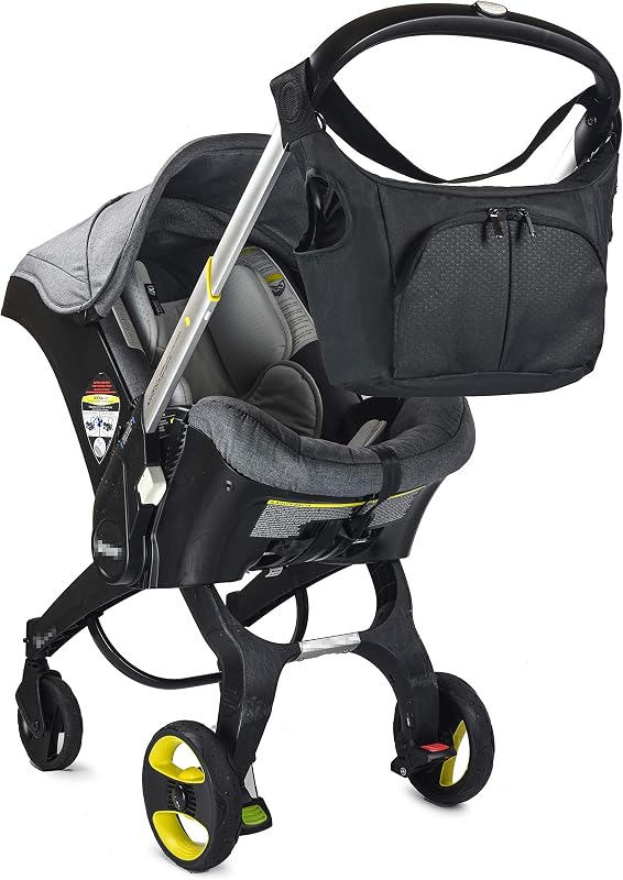 Bolsa esencial, compatible con el cochecito Doona para asiento de automóvil, con ganchos y correas adicionales para ser compatible con cualquier cochecito universal, se convierte en bolsa para pañales