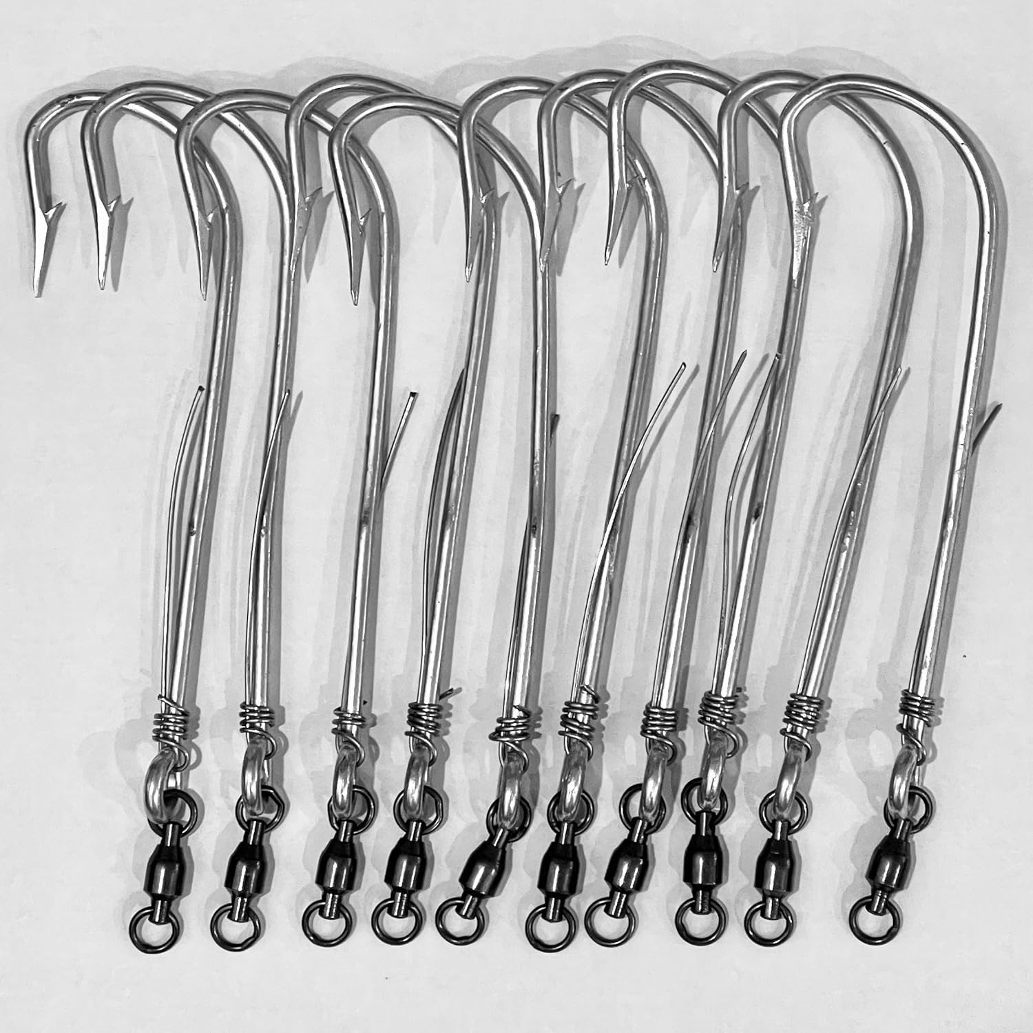 Generic (10 Pack) Limerick Trolling Hooks w/Ball Bearing Swivel Wahoo Proof!, Silver