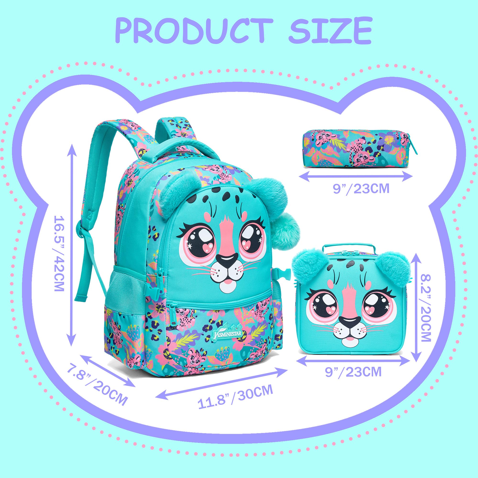 Meetbelify Kids Backpacks for Girls School Bag Cute Girls Backpacks Ages 8-10 with Lunch Box Bookbag Set Travel Backpack for Elementary Preschool Students