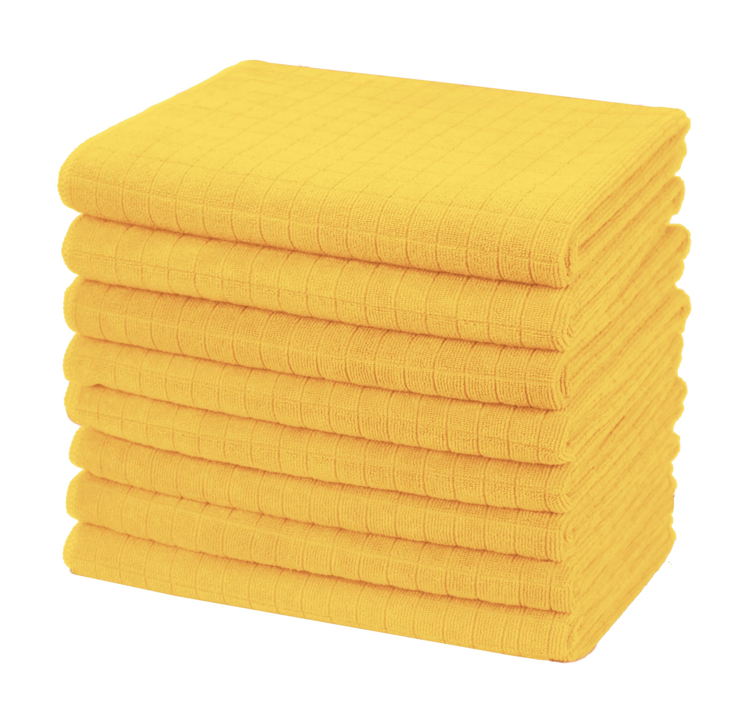 gryeer Microfibre Tea Towels, Soft, Super Absorbent and Lint Free Kitchen Towels, 45 x 65 cm, Pack of 8, Yellow