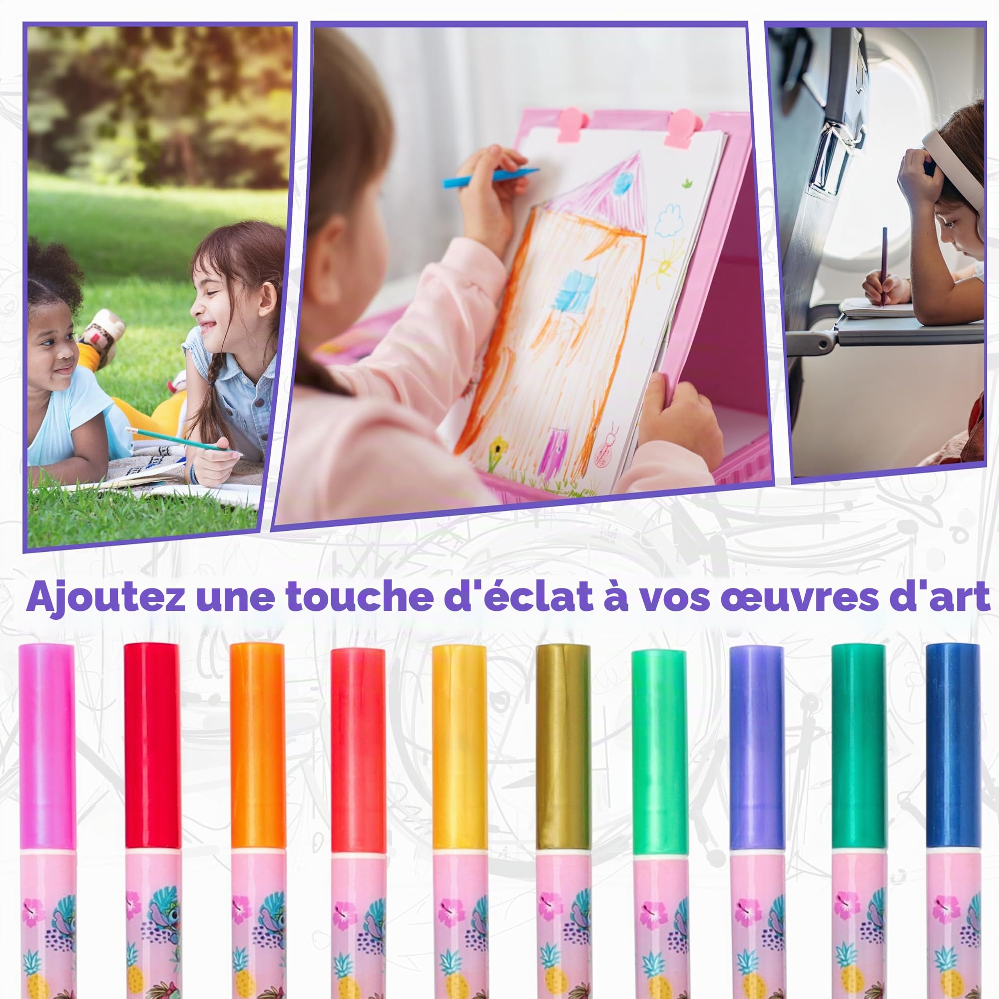 Disney Stitch Stylos Gel pour Enfants, Set Multicolore de 10, Fournitures Scolaires (Multi Stitch)