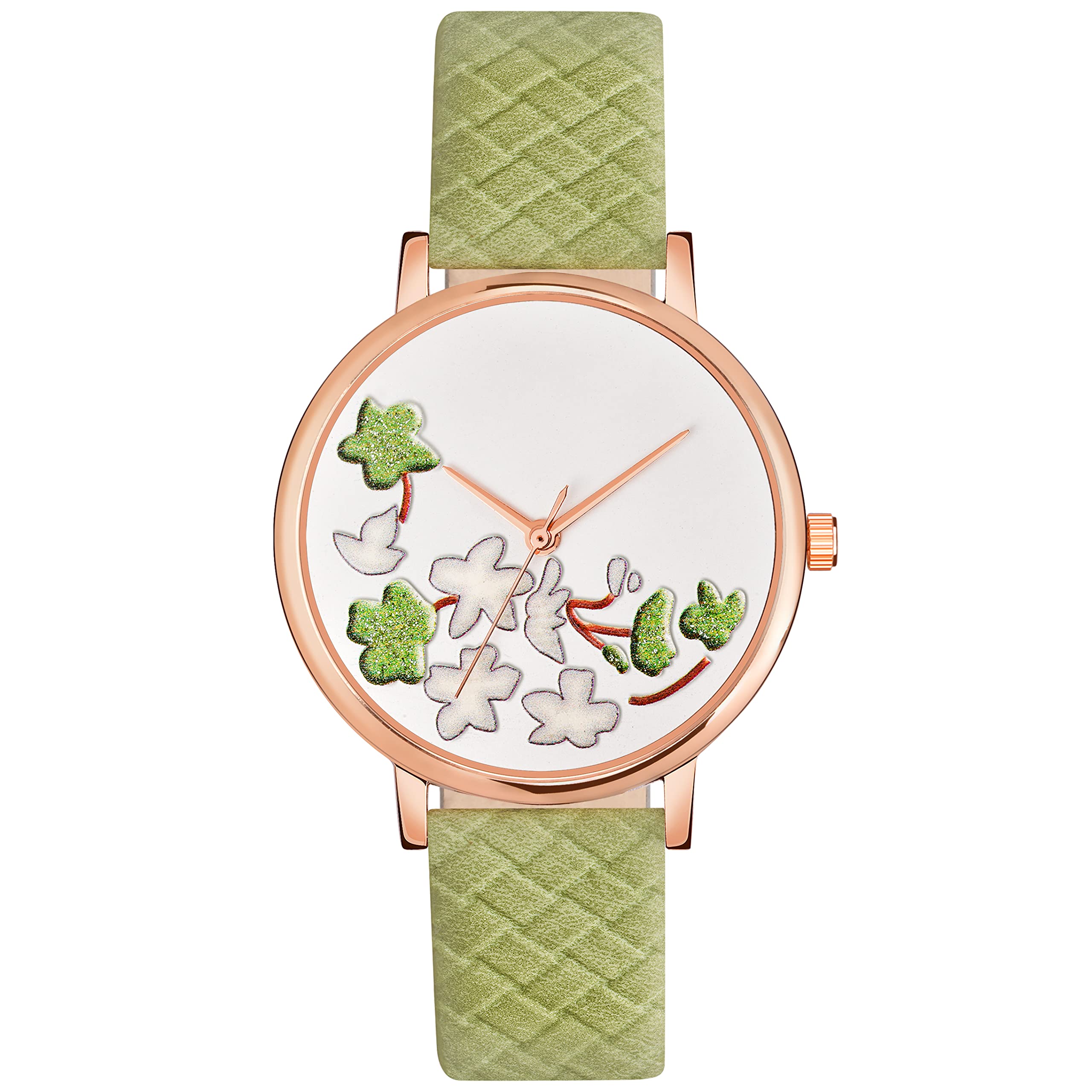 CLOUDWOOD Analog Stylish Flower Dial Watch for Women Girls (Green) (B0B3JHTDVR) Amazon Price History, Amazon Price Tracker