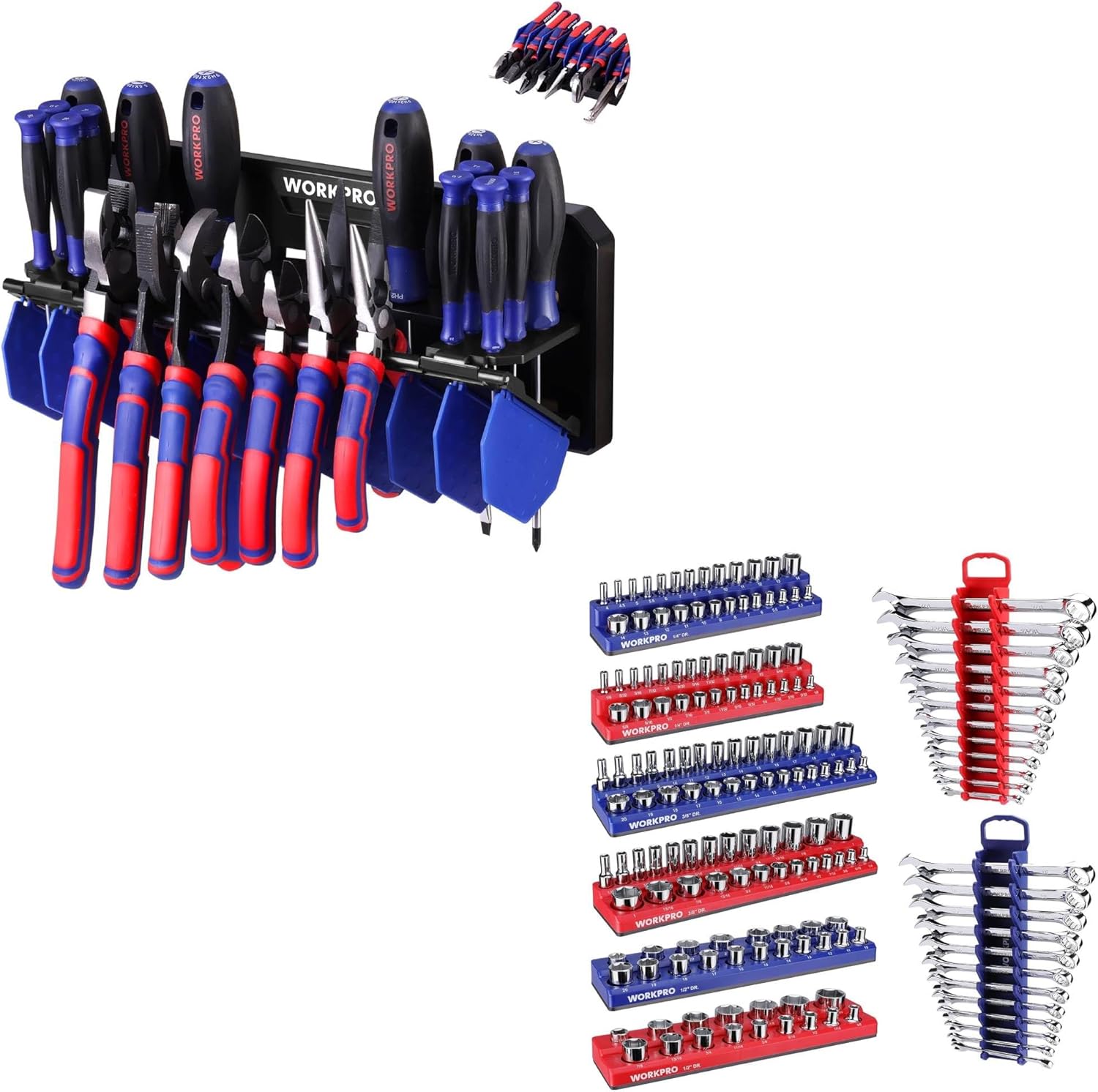 WORKPRO Socket and Wrench Organizer Set & Plier Organizer Rack