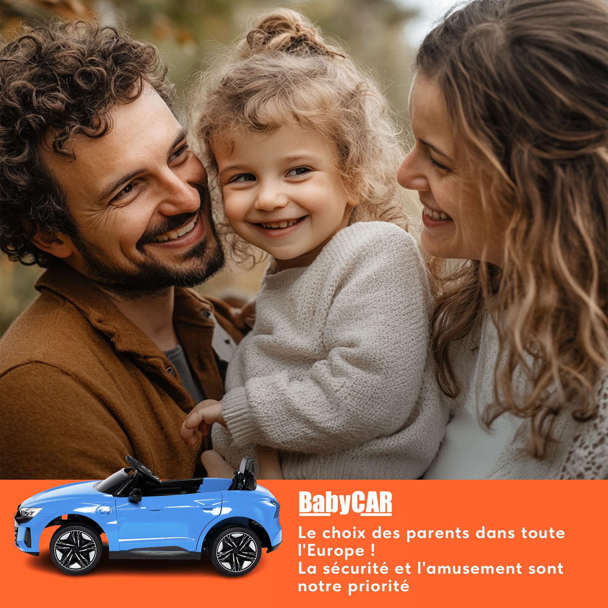 BabyCar Audi RS E-tron | Véhicule Electrique 12V avec 2 Moteurs 25W | Voiture pour Enfant avec Télécommande, Portes Ouvrantes, MP3/USB | Licence Audi Officiel | Bleu