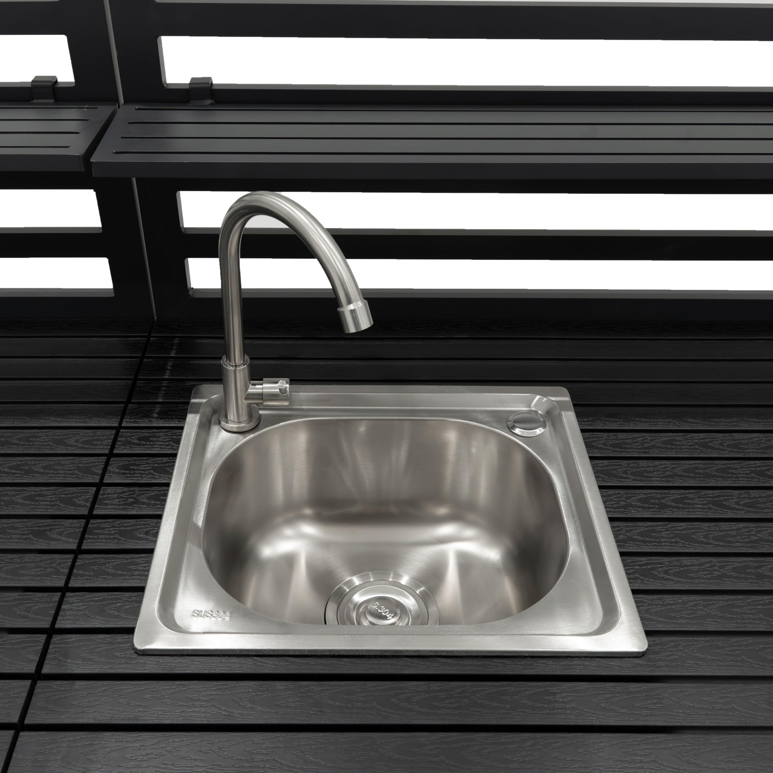 Cocina Exterior Modular de Aluminio de 3 Piezas en Gris Antracita | Fregadero de Acero Inoxidable | Almacenamiento Inteligente | Configuración Personalizable | Ideal Jardín o Terraza Barbacoa Parilla