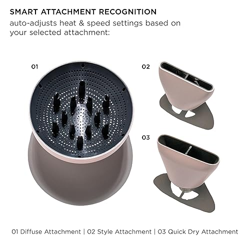 Miniatura 5 de T3 Aire IQ Kit de secador de pelo con concentrador de secado rápido, concentrador de estilo, difusor y soporte para secadora Golpes rápidos y rojo